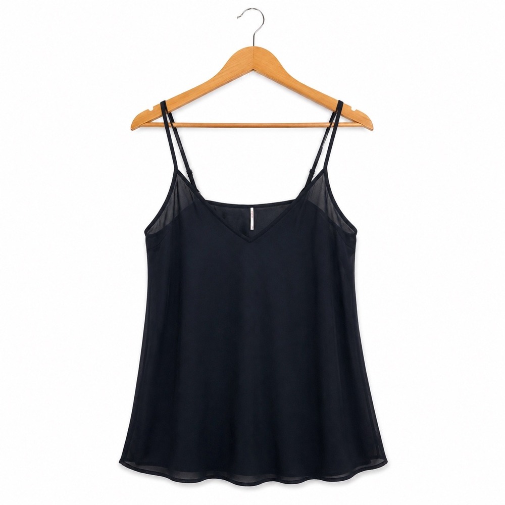 Free People Intimately Black V-Neck Camisole Adjustable Straps Size L OB401564